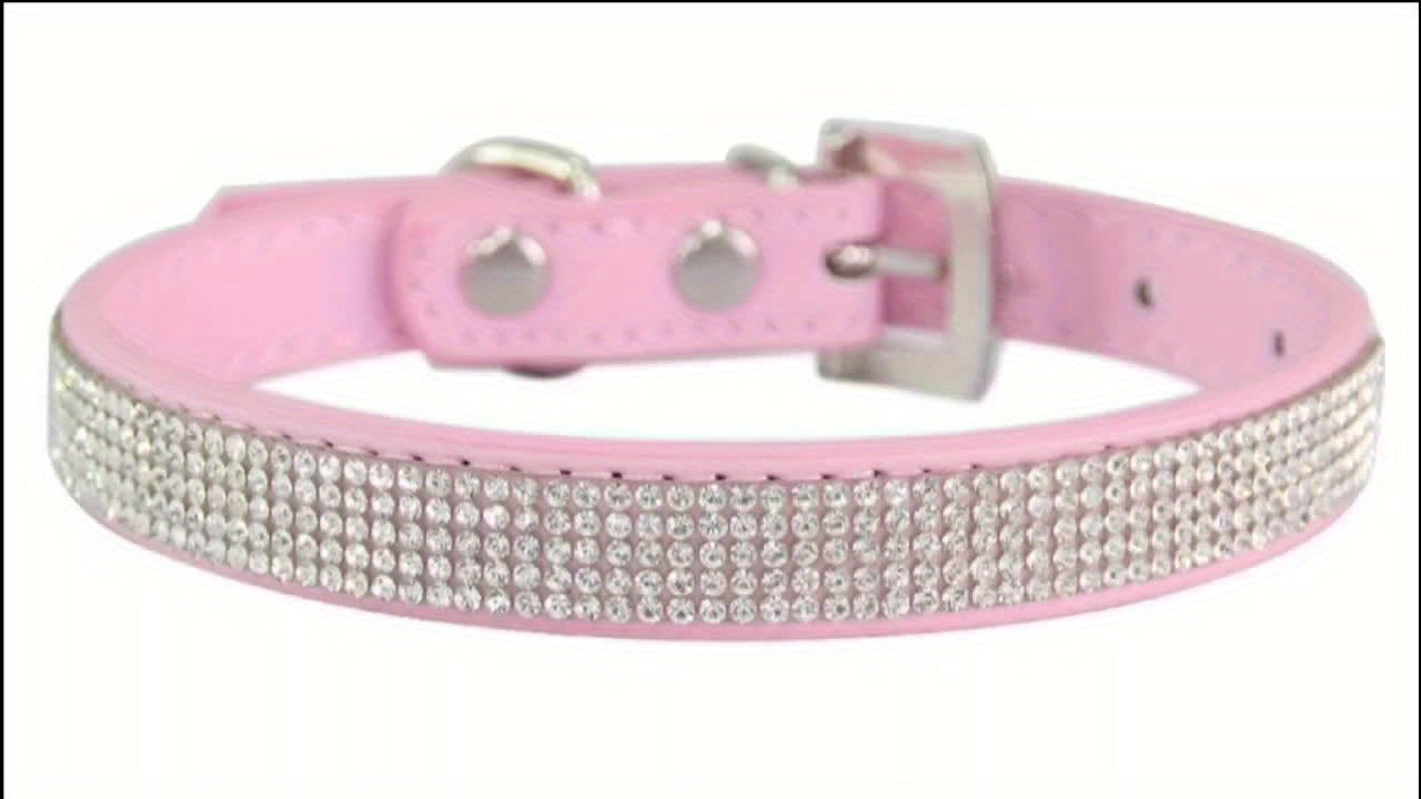 Soft Adjustable Faux Leather Pet Collar with Rhinestone