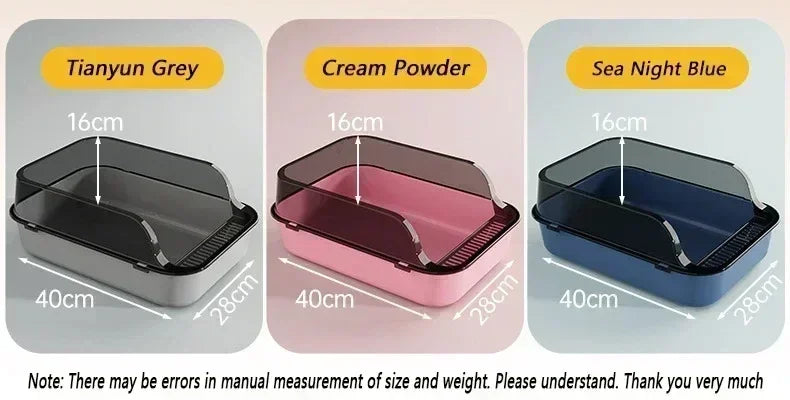 High Side Splashproof Cat Litter Box with Removable Scoop