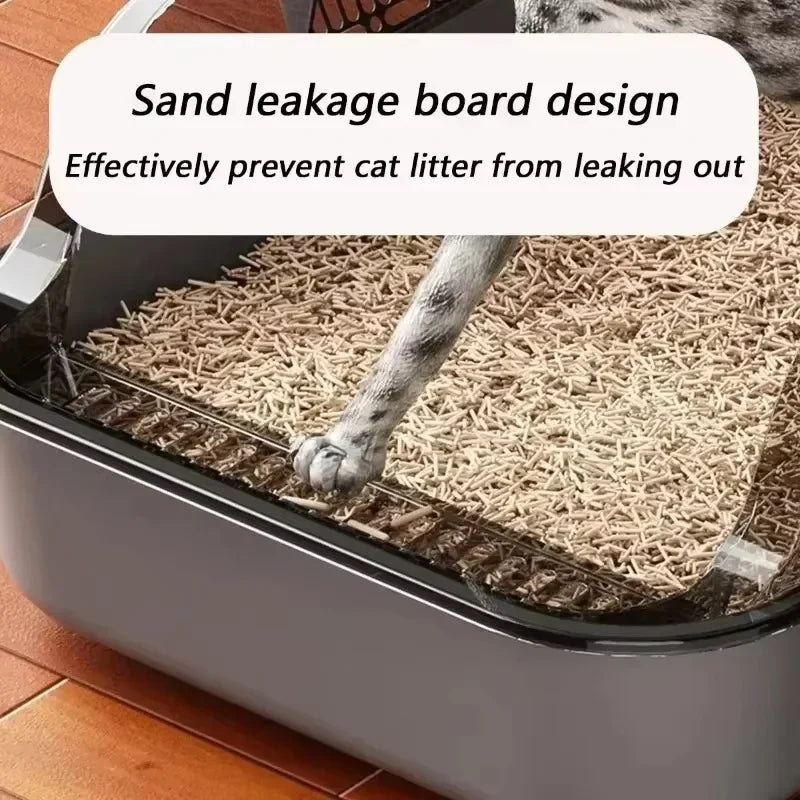 High Side Splashproof Cat Litter Box with Removable Scoop