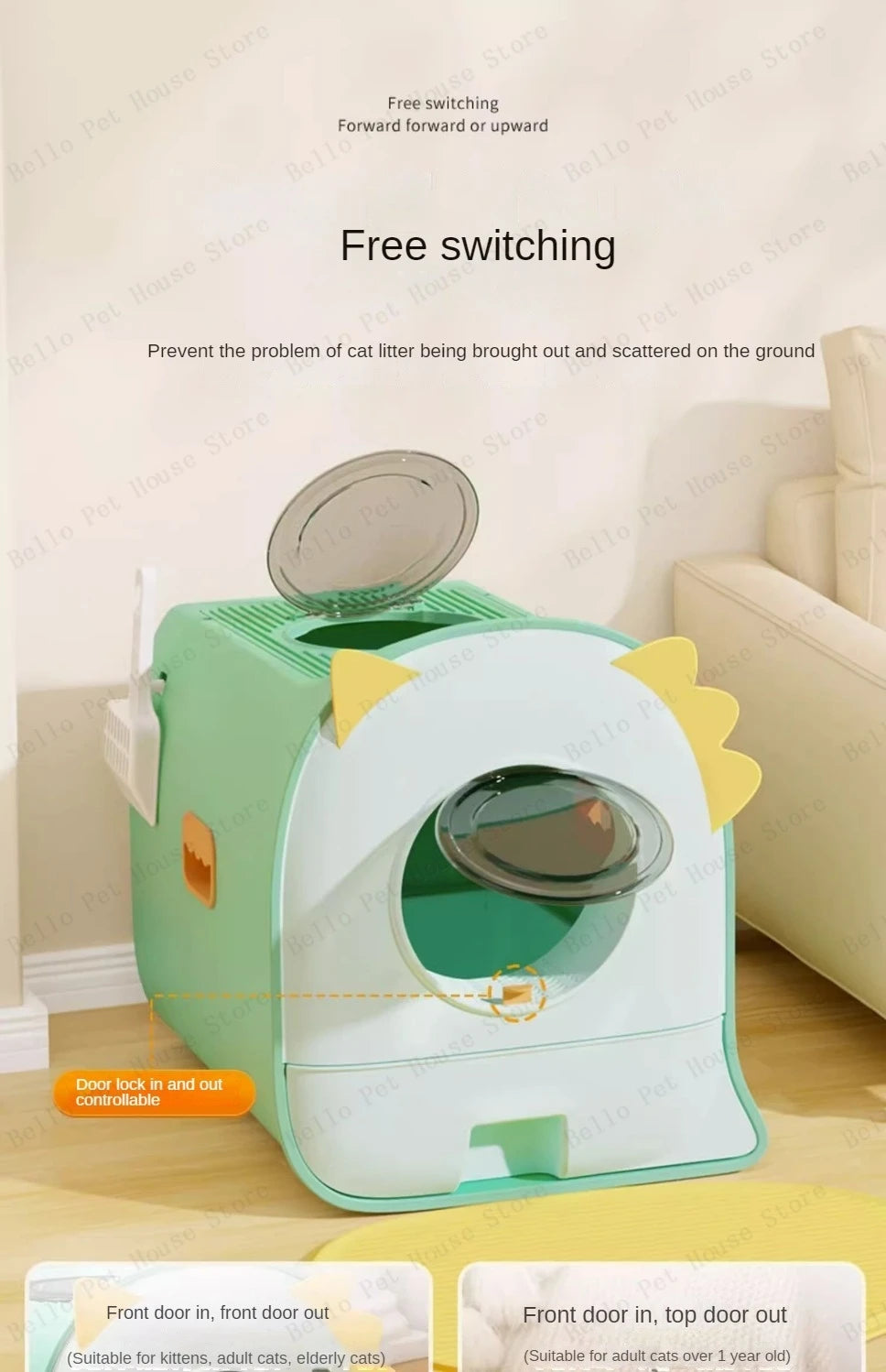 Fully Enclosed Double-door Cat Toilet
