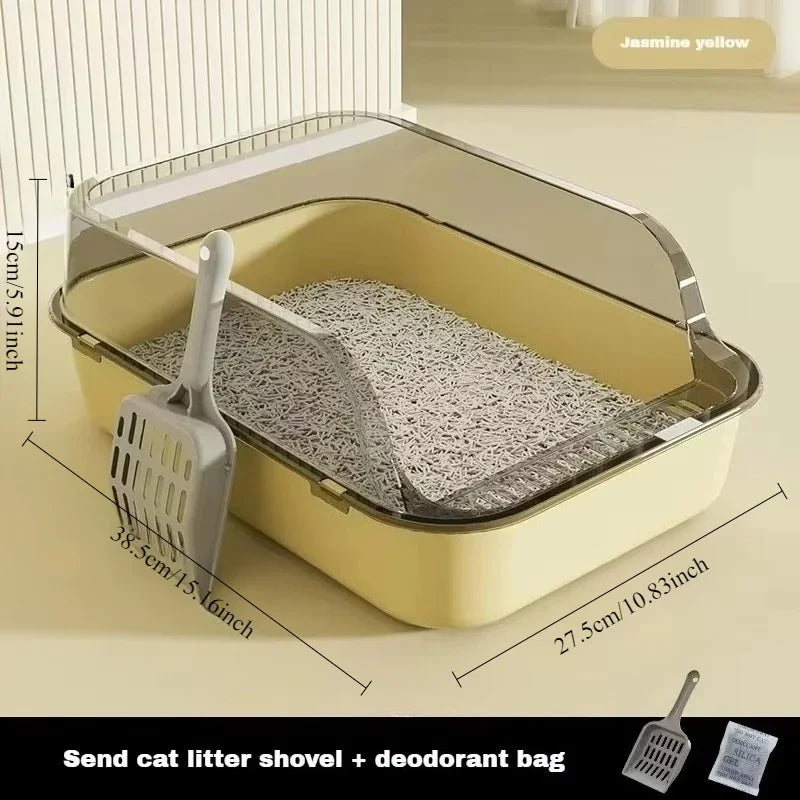High Side Splashproof Cat Litter Box with Removable Scoop