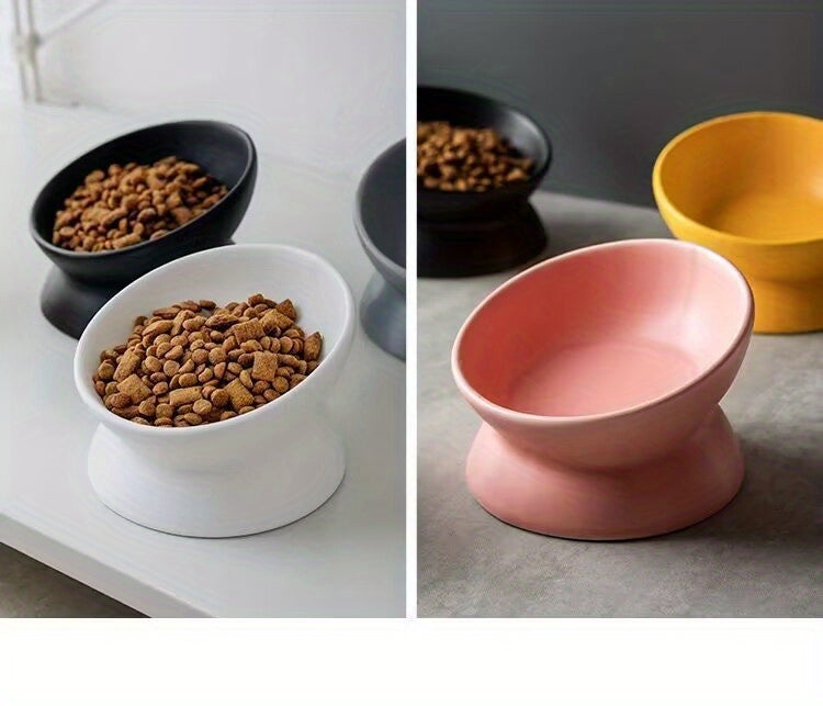 Raised Non-Slip Ceramic Cat Food Bowl