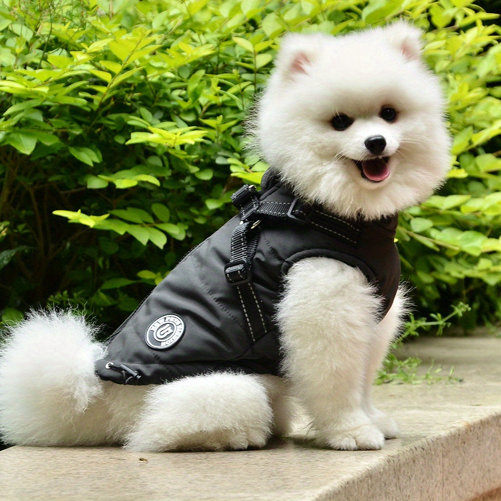 Reflective Winter Coat and Harness for Dogs and Cats