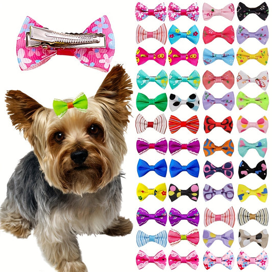 20pcs Adorable Pet Hair Clips - Bowknots, Colors & Varieties for Dogs & Cats!.
