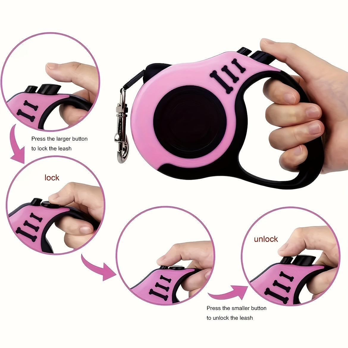Double Switch Pet Retractable Leash