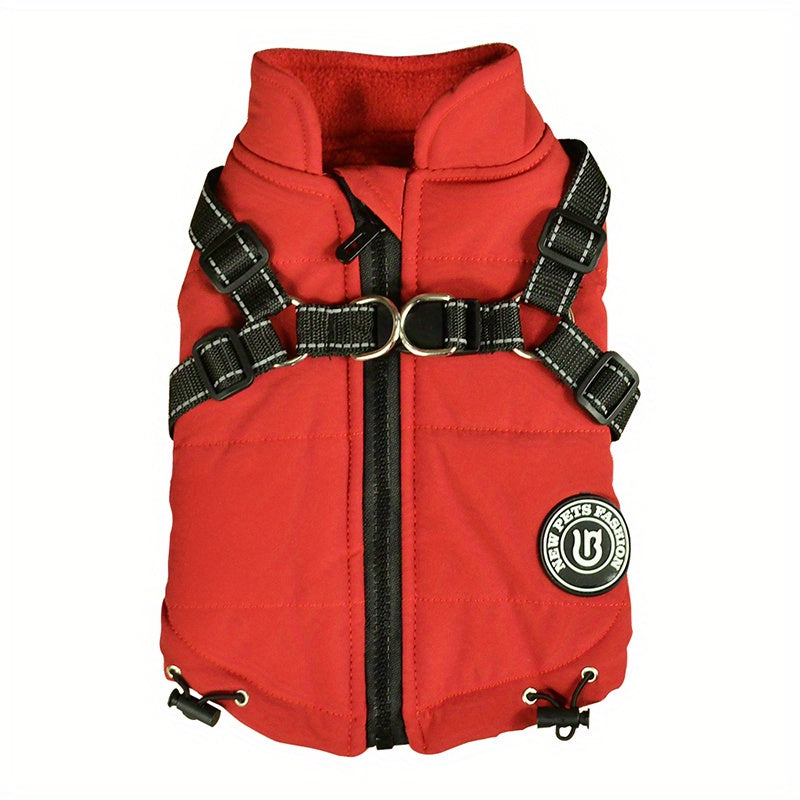Reflective Winter Coat and Harness for Dogs and Cats