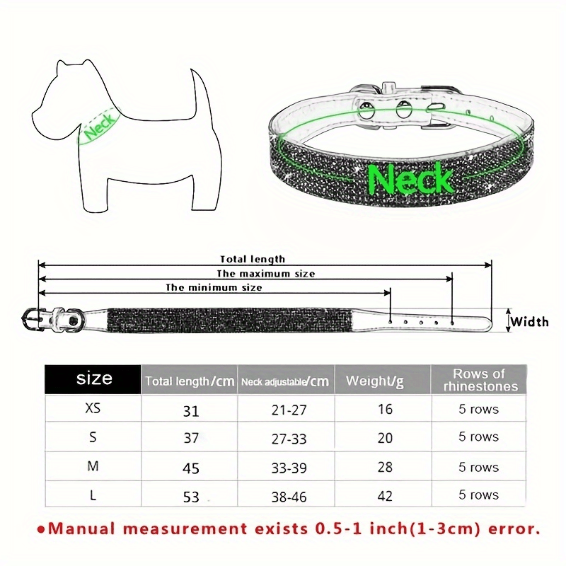 Soft Adjustable Faux Leather Pet Collar with Rhinestone