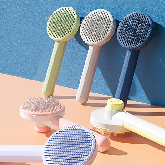 Pet Grooming Brush With Stainless Steel Teeth & Dematting Comb For Dogs & Cats