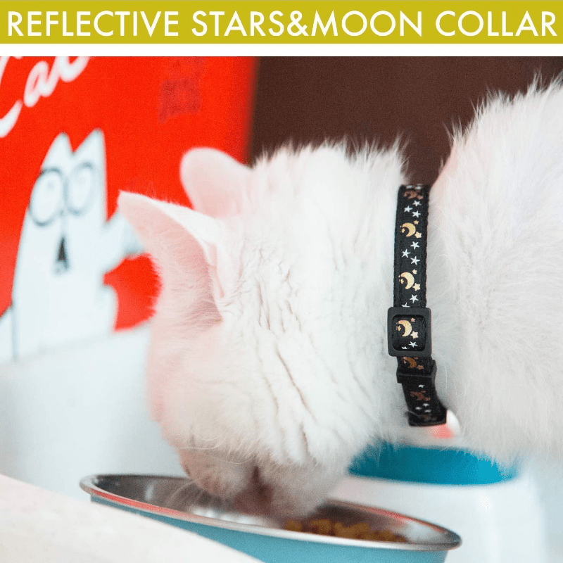 Adjustable Star & Moon Pattern Pet Collar with Bell