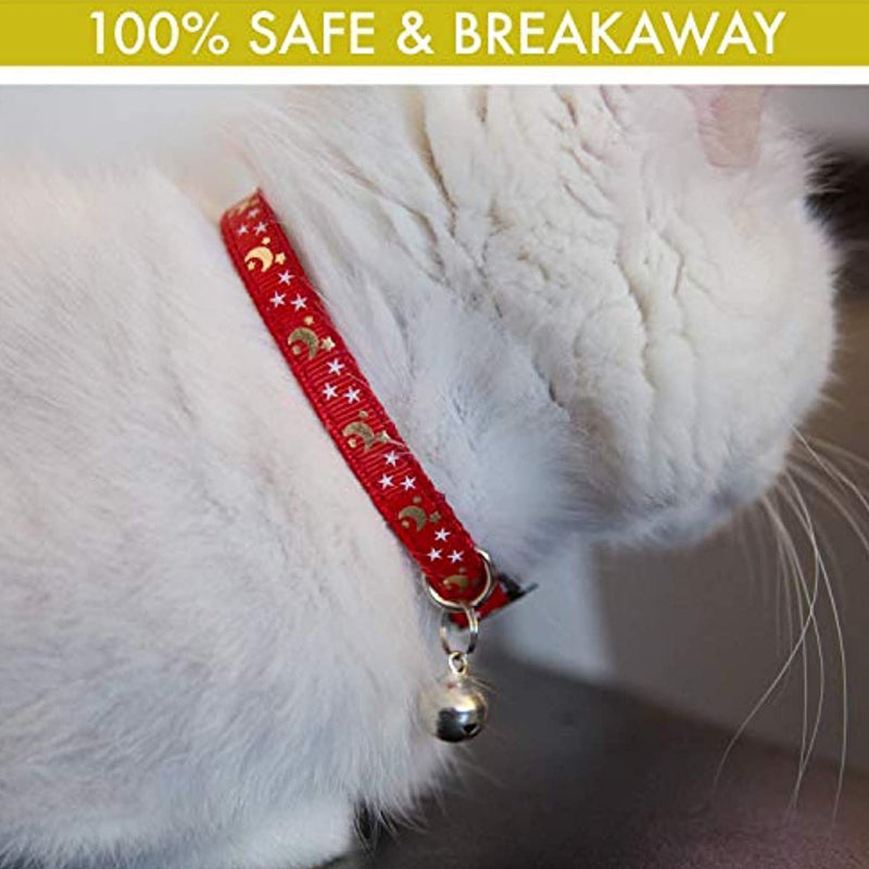 Adjustable Star & Moon Pattern Pet Collar with Bell