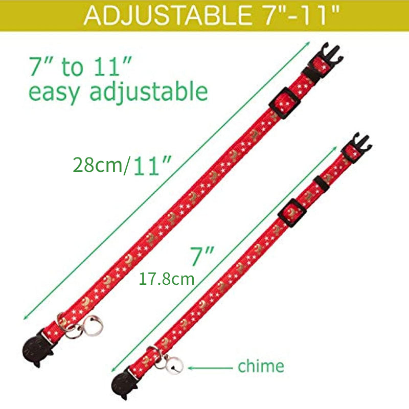 Adjustable Star & Moon Pattern Pet Collar with Bell
