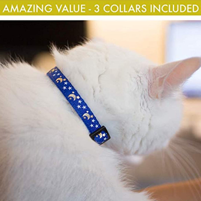 Adjustable Star & Moon Pattern Pet Collar with Bell