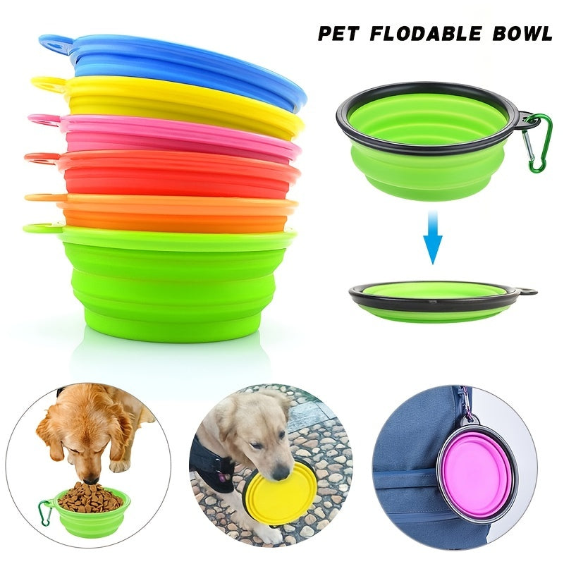 11.83oz Foldable Dog Food Dish for Outdoors