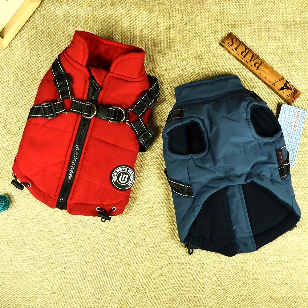 Reflective Winter Coat and Harness for Dogs and Cats