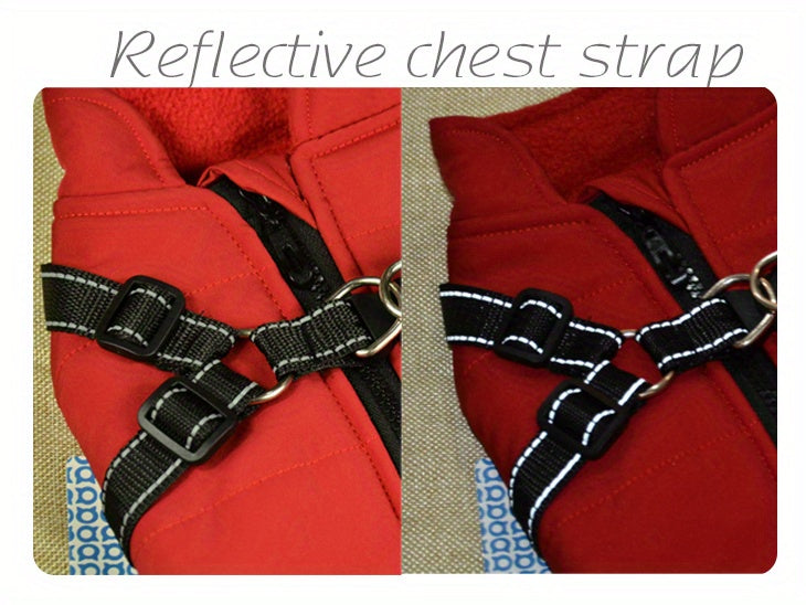 Reflective Winter Coat and Harness for Dogs and Cats