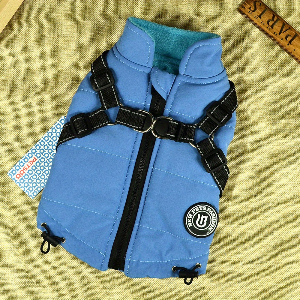 Reflective Winter Coat and Harness for Dogs and Cats