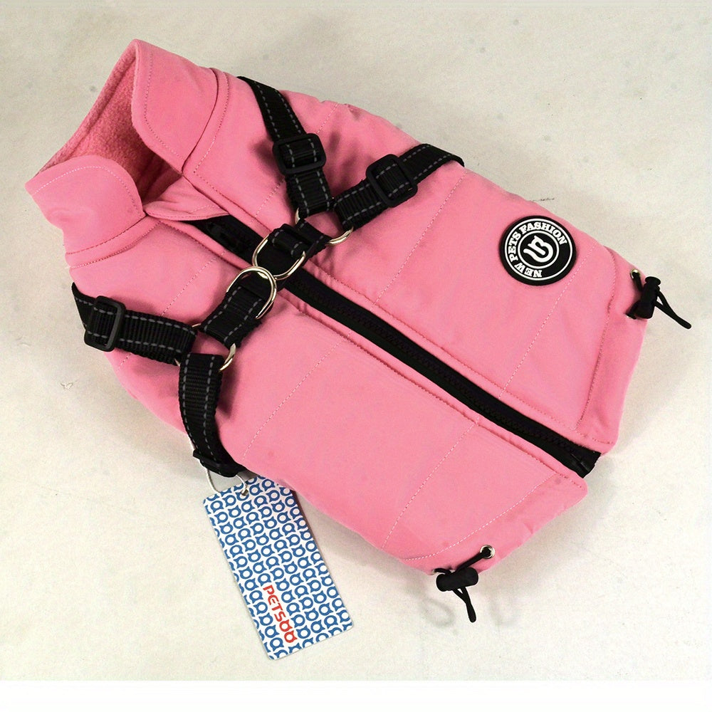 Reflective Winter Coat and Harness for Dogs and Cats