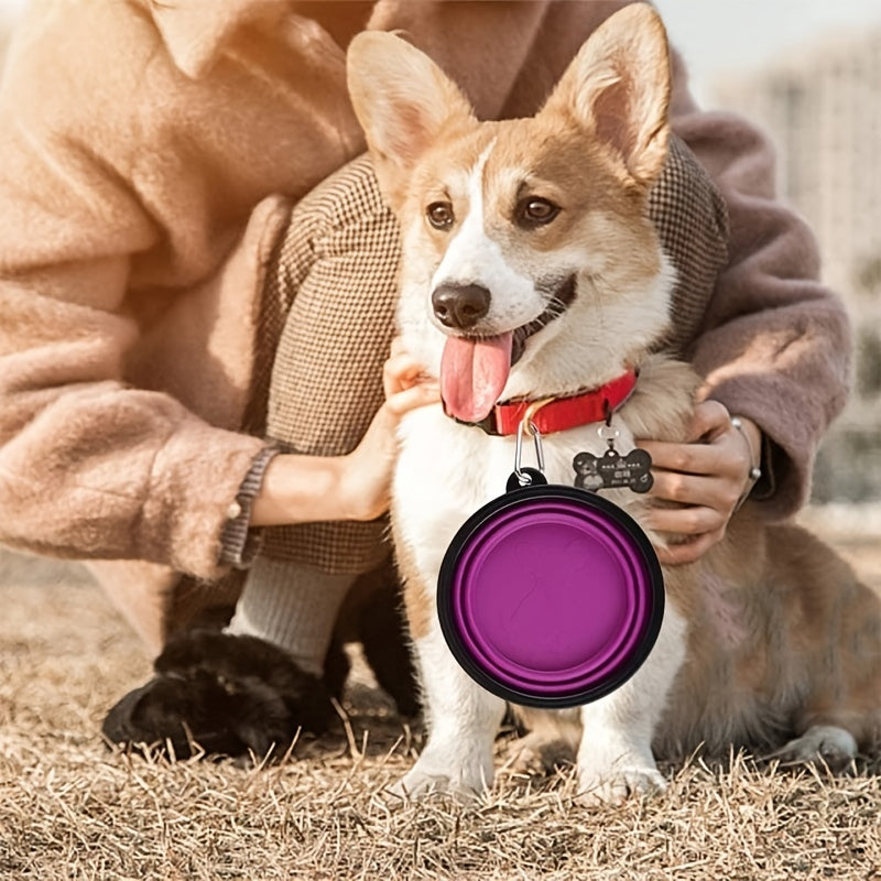 11.83oz Foldable Dog Food Dish for Outdoors
