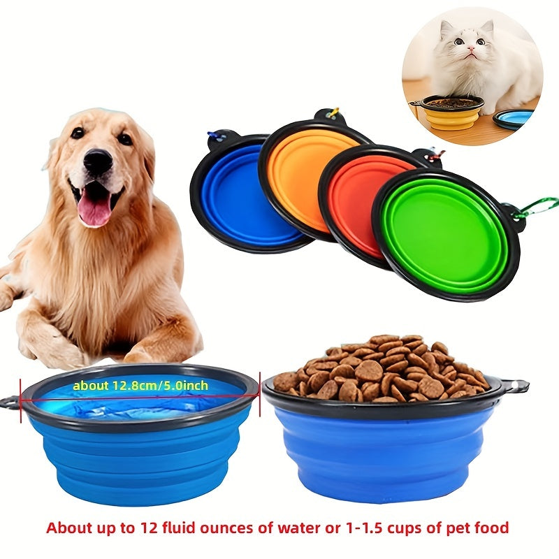11.83oz Foldable Dog Food Dish for Outdoors