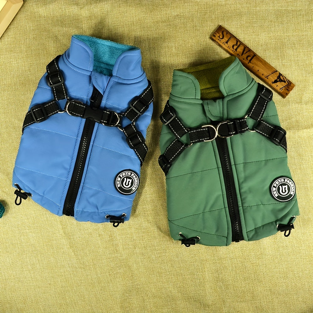 Reflective Winter Coat and Harness for Dogs and Cats