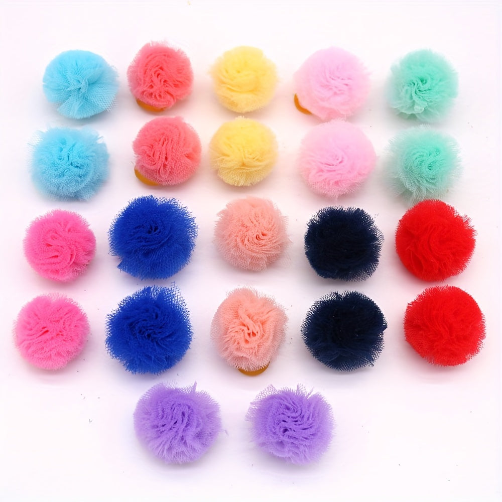 20pcs Adorable Pet Grooming Hair Bows - Durable Round Bows with Adjustable Rubber Bands for Dogs & Cats - Fashionable and Stylish Accessories to Pamper Your Furry Friends