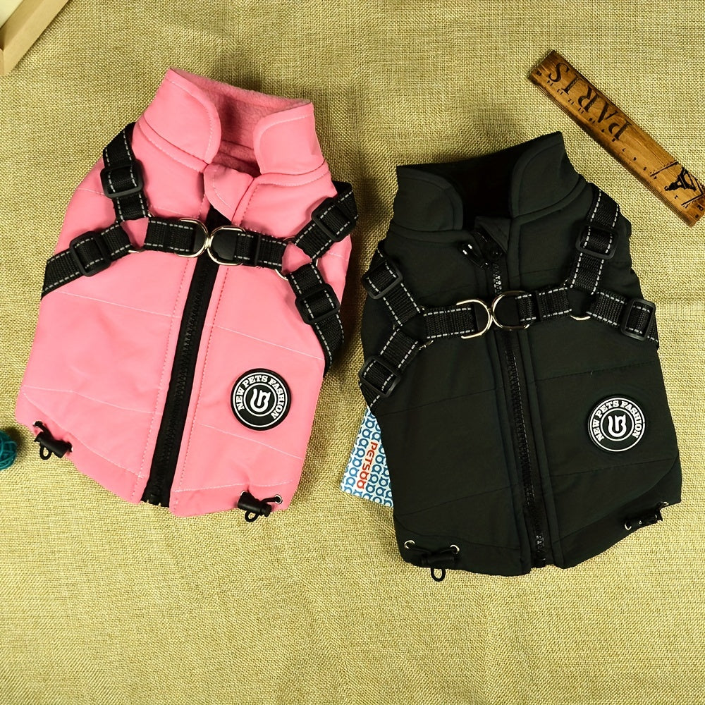 Reflective Winter Coat and Harness for Dogs and Cats
