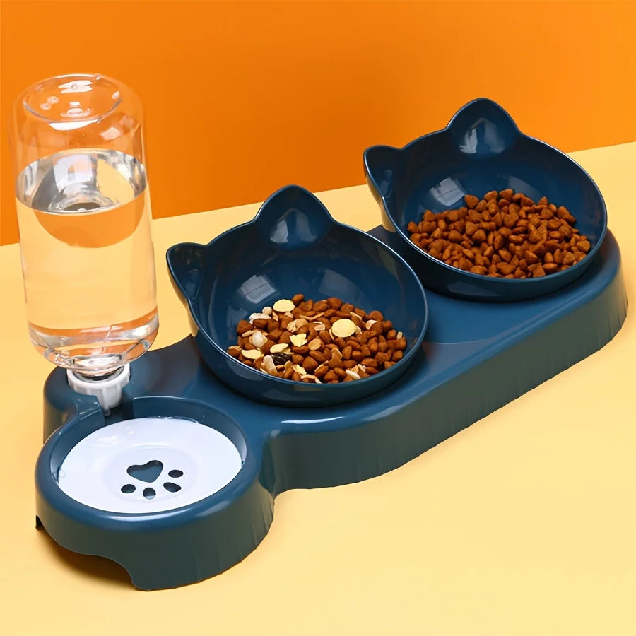 3 In 1 Ear Design water and food cat feeder