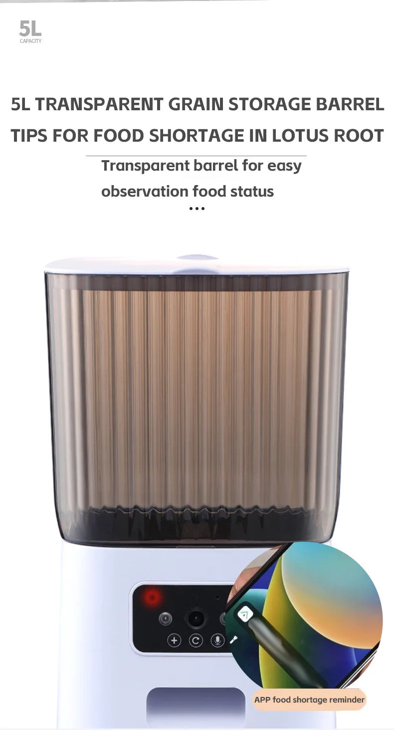 5L Double Bowl Smart Automatic Cat Feeder With Camera