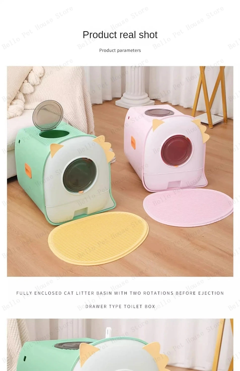 Fully Enclosed Double-door Cat Toilet