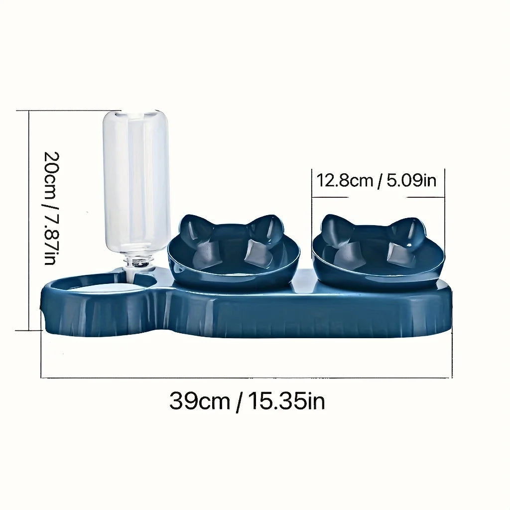 3 In 1 Ear Design water and food cat feeder