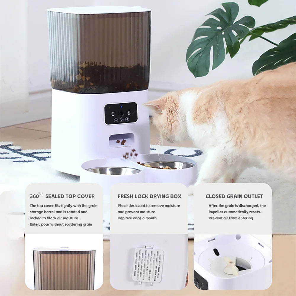 5L Double Bowl Smart Automatic Cat Feeder With Camera