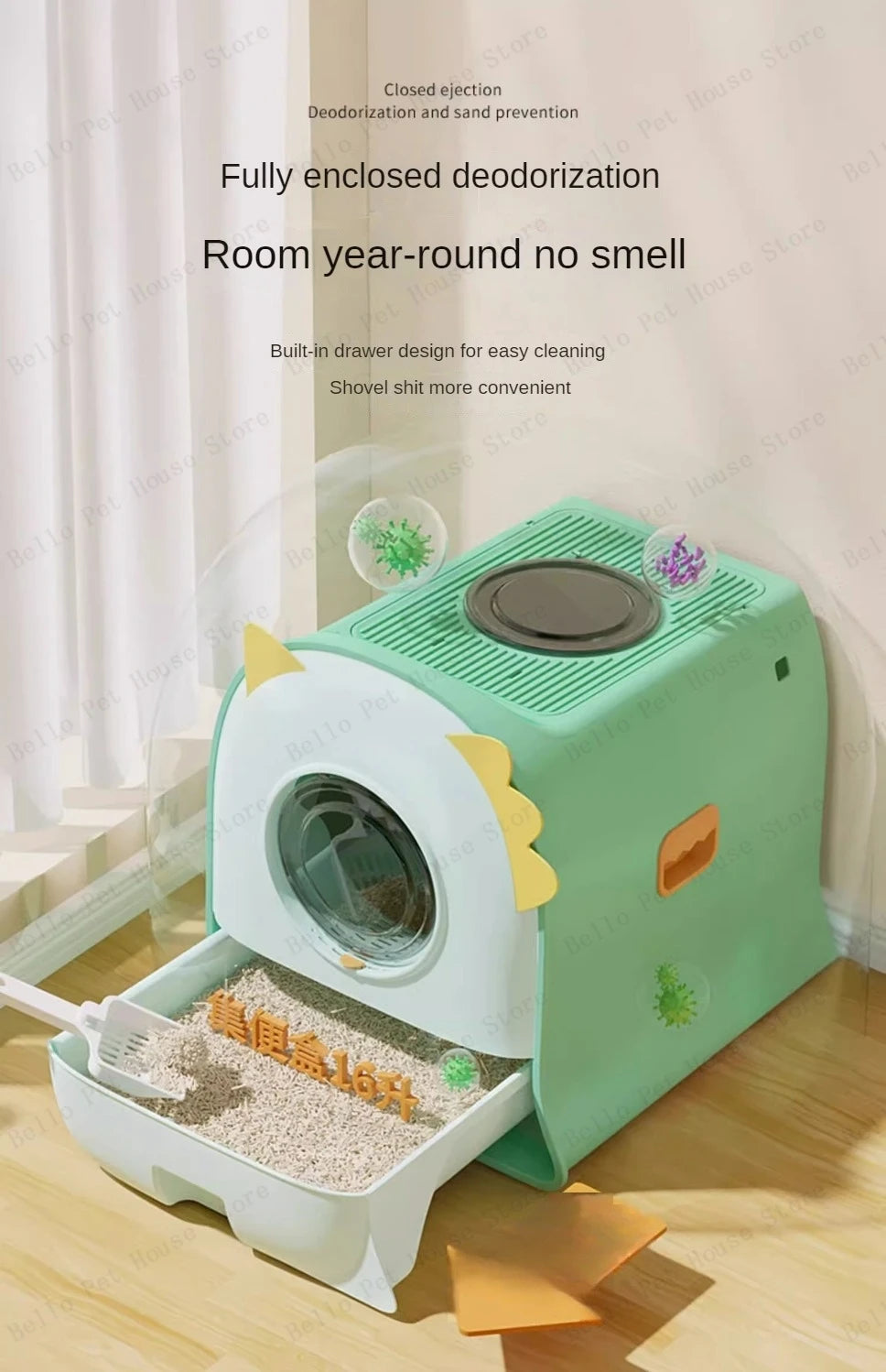 Fully Enclosed Double-door Cat Toilet