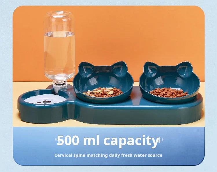 3 In 1 Ear Design water and food cat feeder