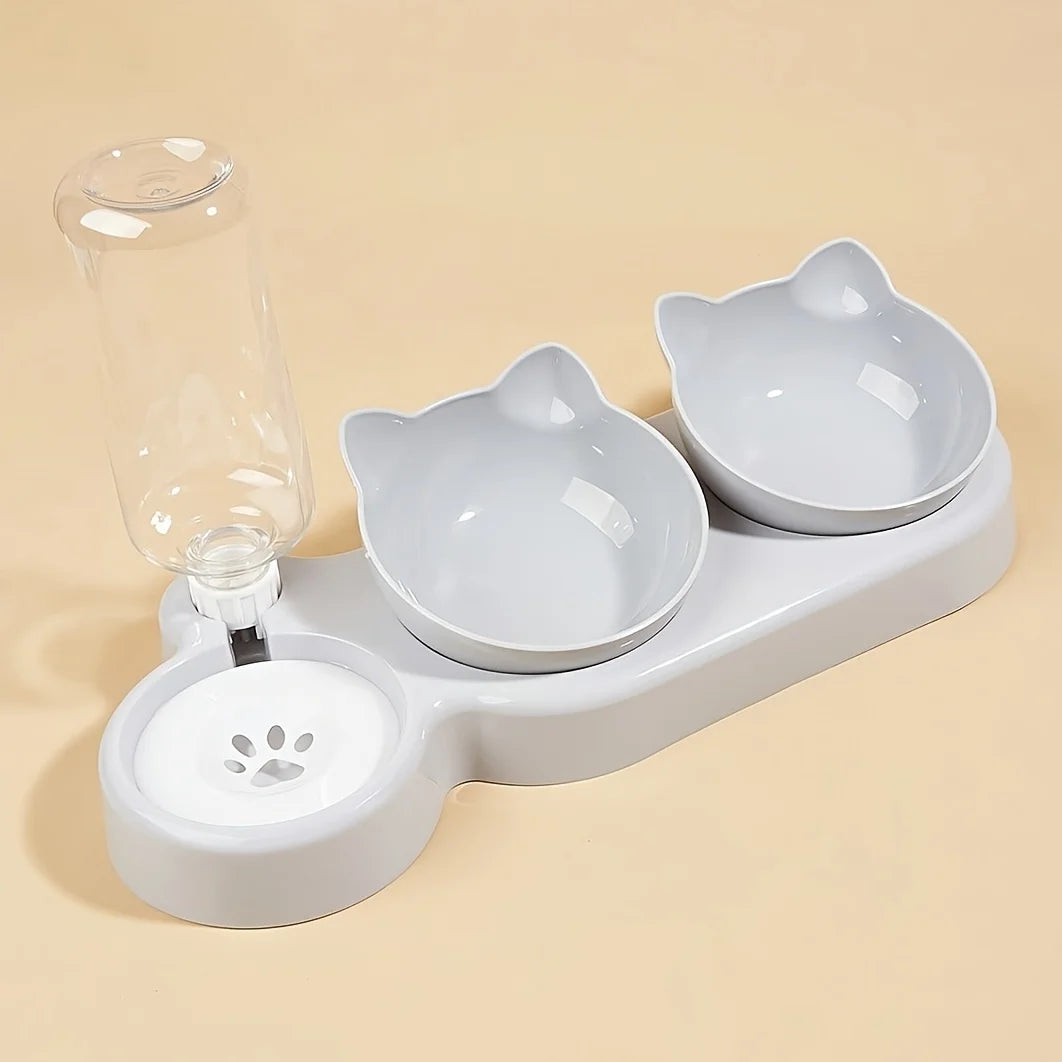 3 In 1 Ear Design water and food cat feeder