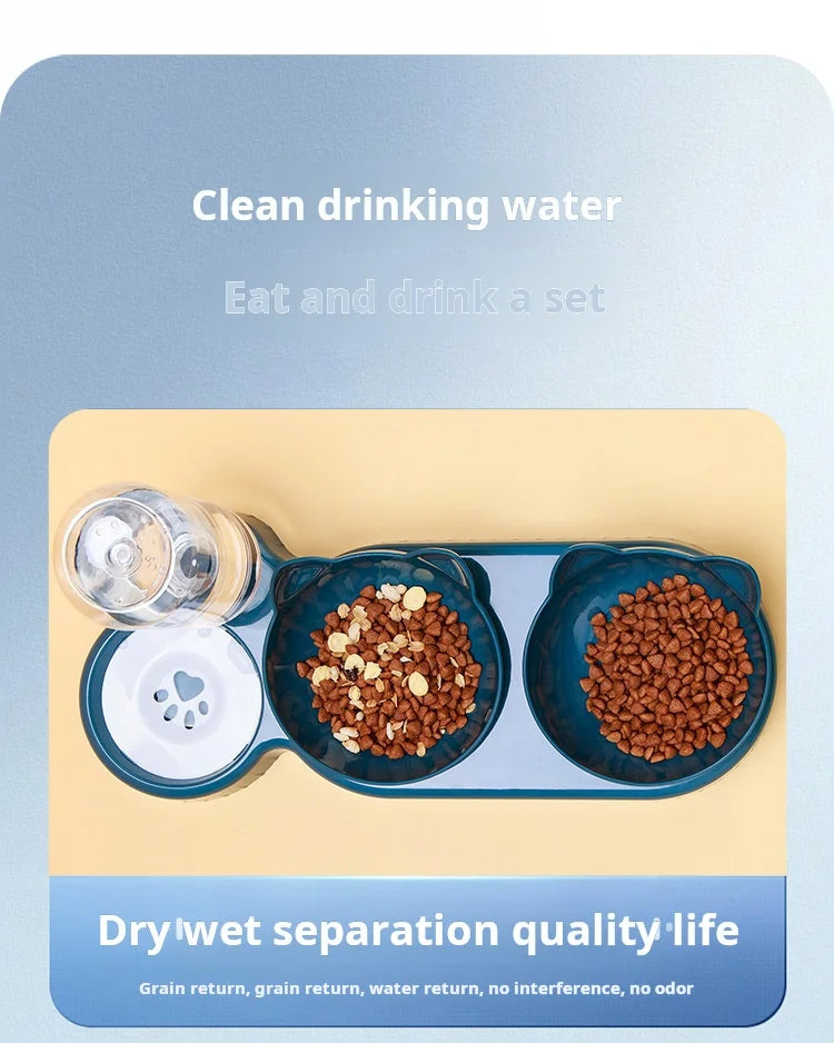 3 In 1 Ear Design water and food cat feeder