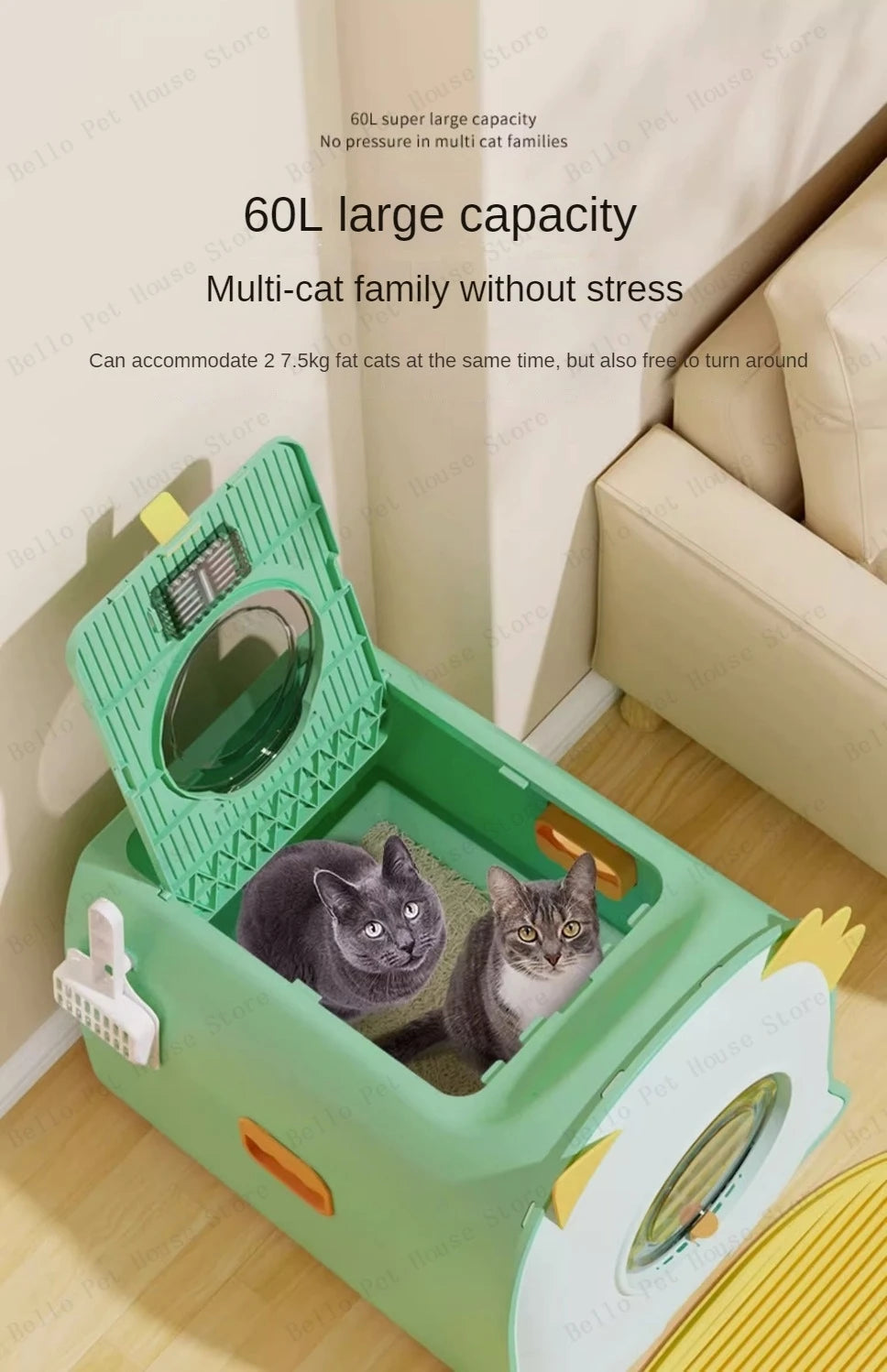 Fully Enclosed Double-door Cat Toilet