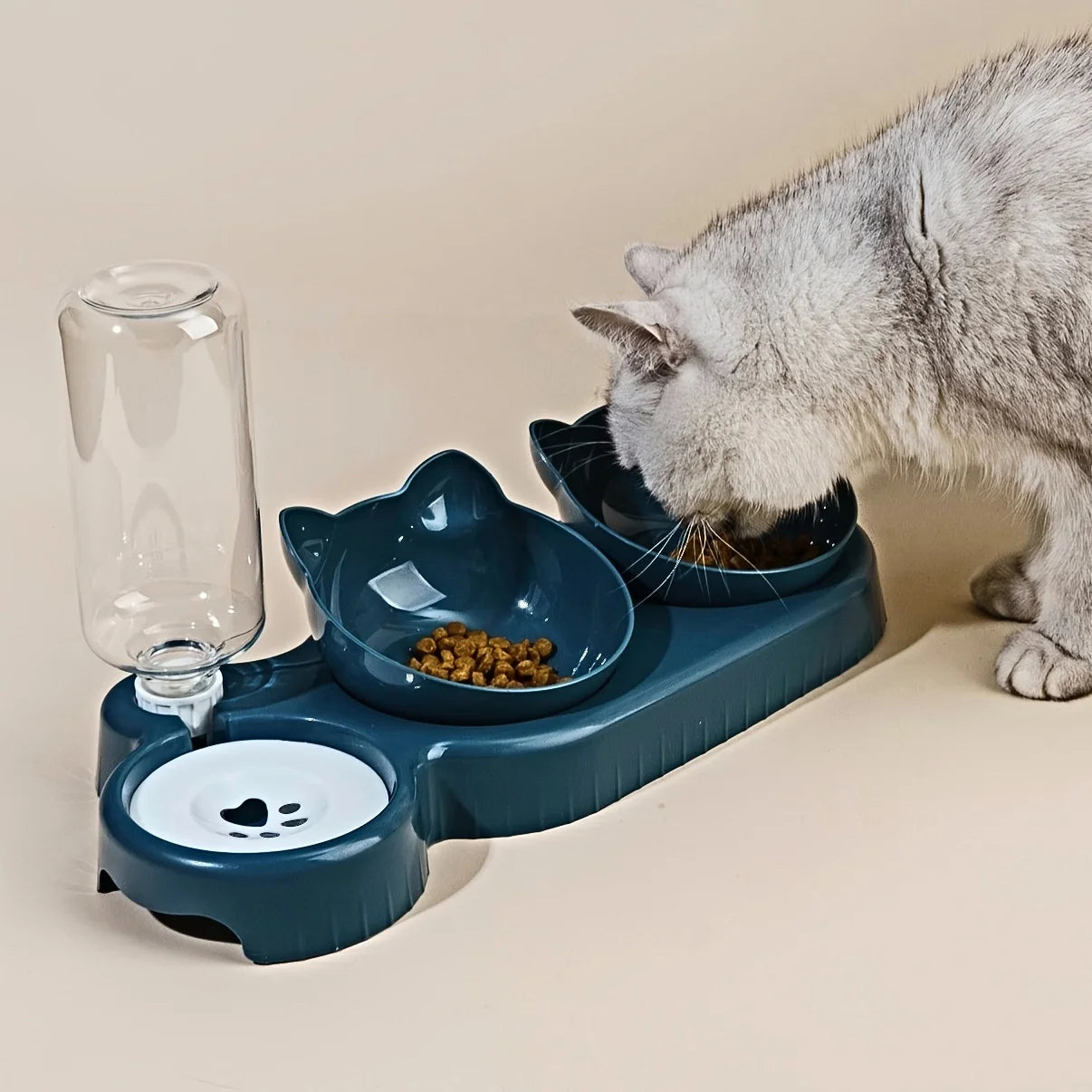 3 In 1 Ear Design water and food cat feeder