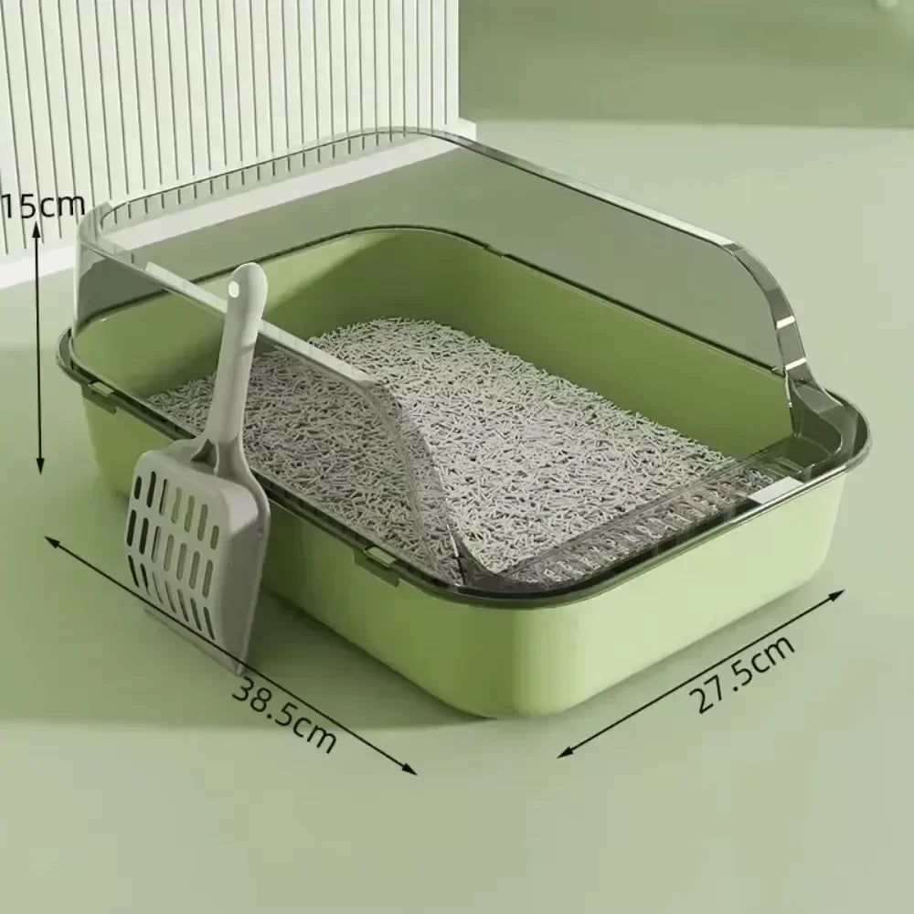 High Side Splashproof Cat Litter Box with Removable Scoop