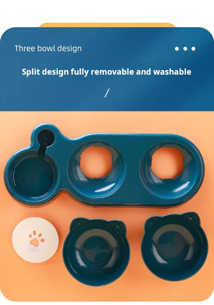 3 In 1 Ear Design water and food cat feeder