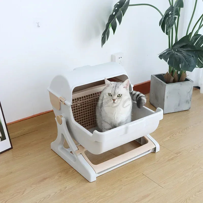 Semi Enclosed Cat Litter Box (Environmentally Friendly Material)
