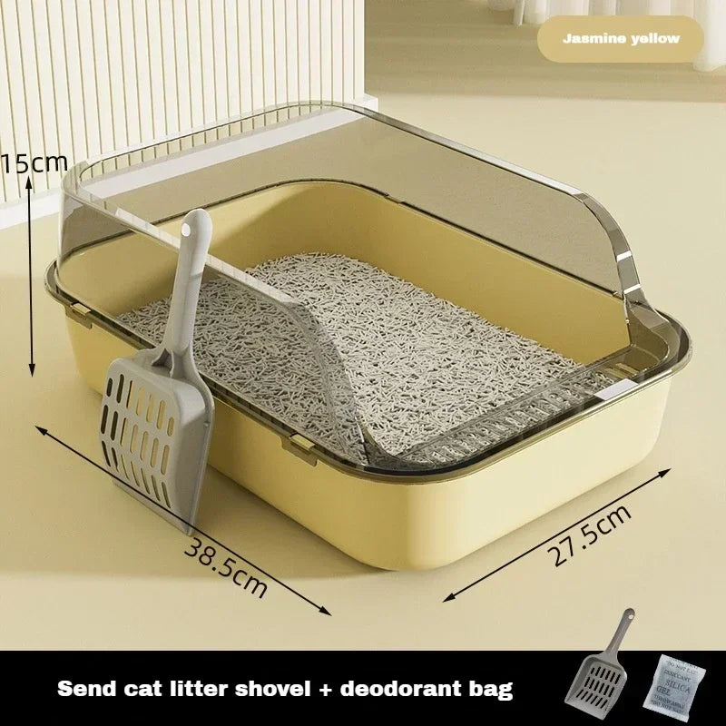 High Side Splashproof Cat Litter Box with Removable Scoop