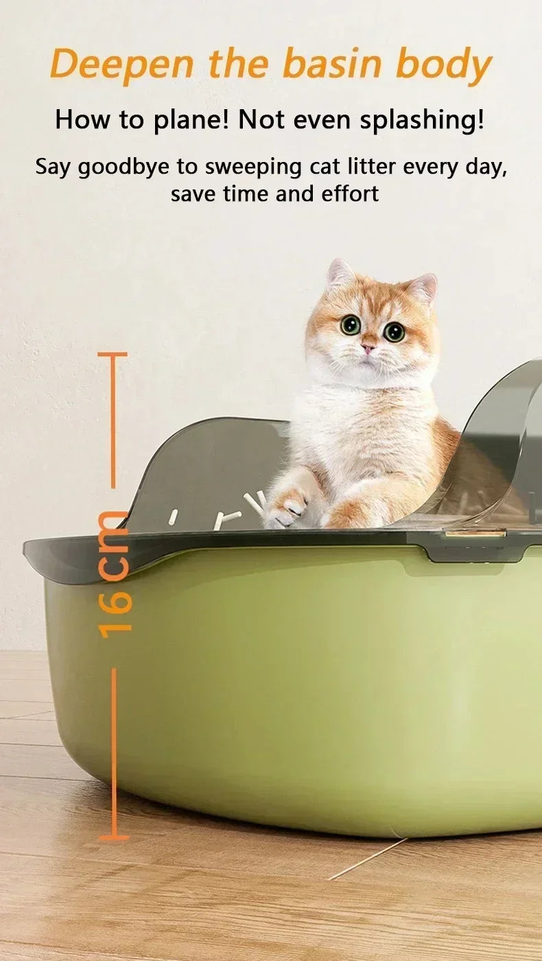 High Side Splashproof Cat Litter Box with Removable Scoop