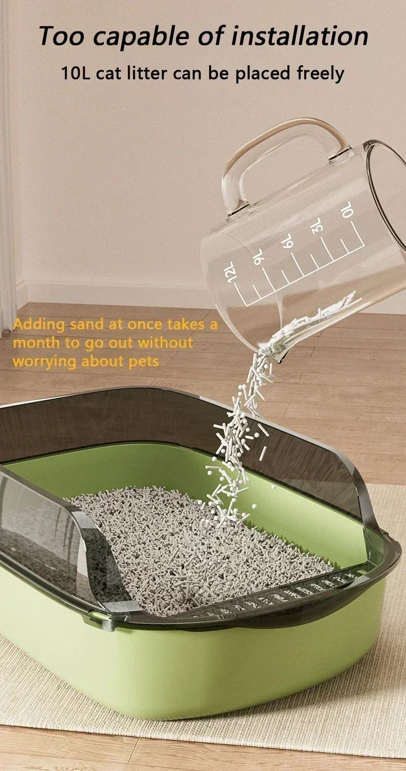 High Side Splashproof Cat Litter Box with Removable Scoop