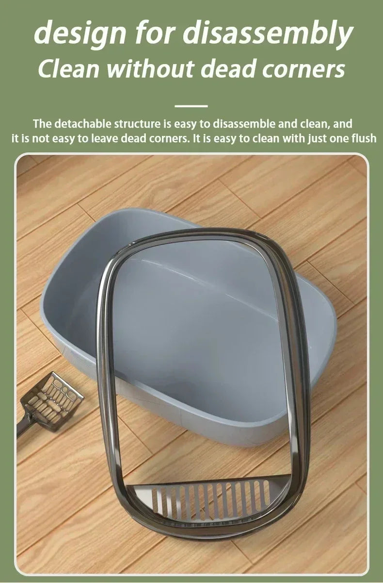 High Side Splashproof Cat Litter Box with Removable Scoop
