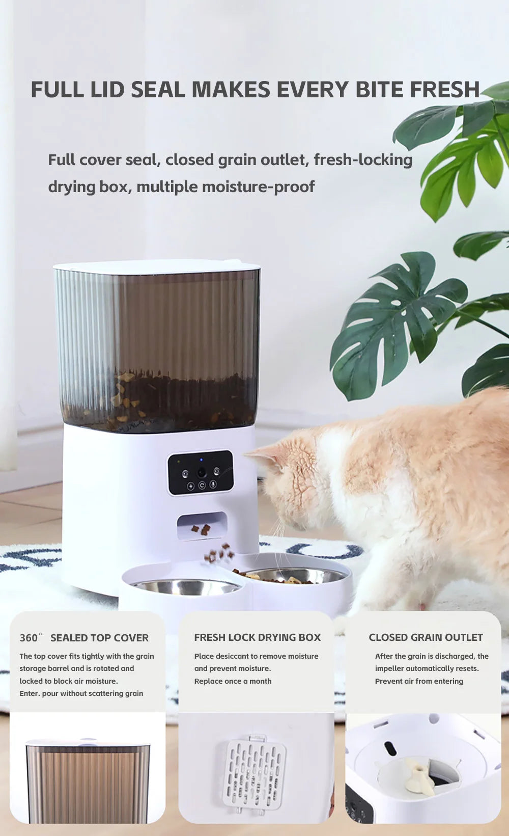5L Double Bowl Smart Automatic Cat Feeder With Camera
