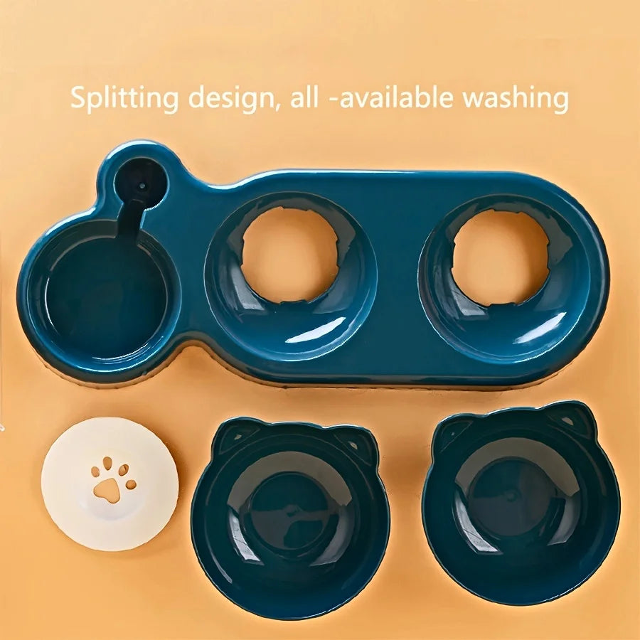 3 In 1 Ear Design water and food cat feeder