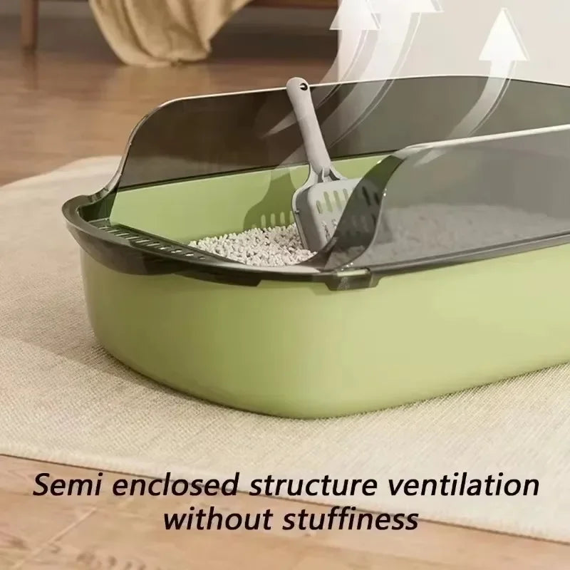 High Side Splashproof Cat Litter Box with Removable Scoop
