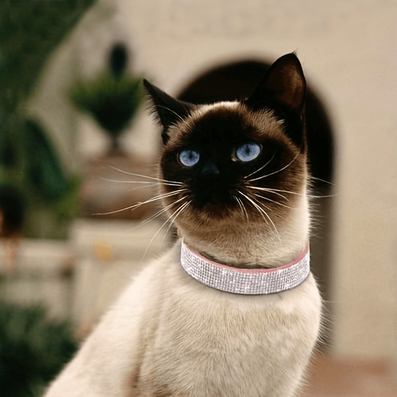 Soft Adjustable Faux Leather Pet Collar with Rhinestone