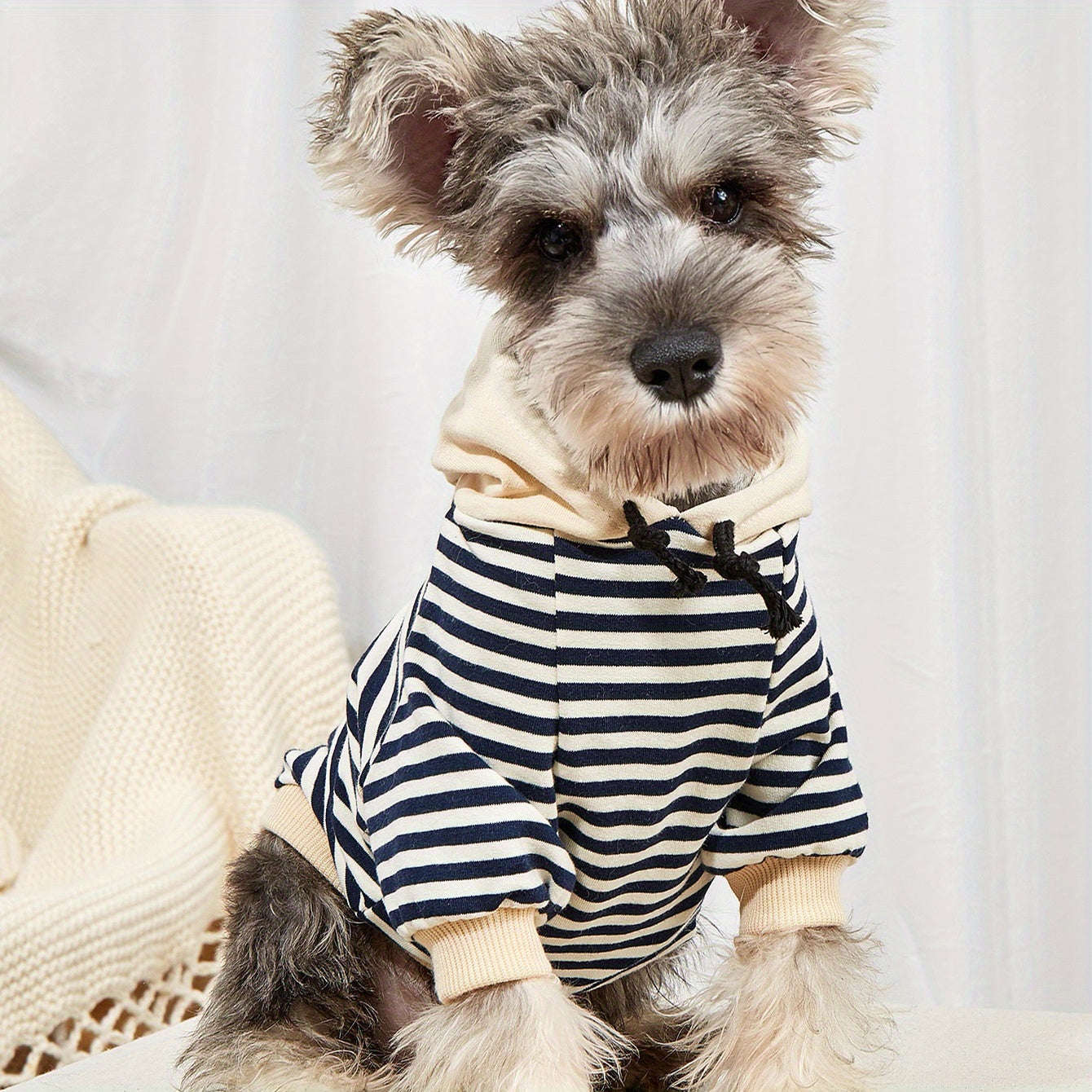 Warm Striped Pet Coat with Hoodie