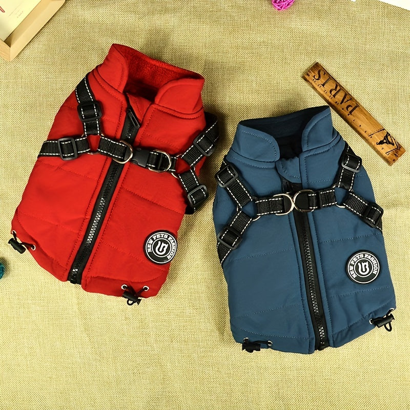 Reflective Winter Coat and Harness for Dogs and Cats